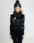 Snowbird Black Vest and Faux Fur Black Gloves