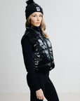 Snowbird Black Vest and Faux Fur Black Gloves