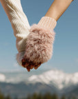 Ivory Snowbird Vest and Pink Faux Fur Gloves