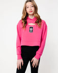 Snowshoe Kids Hoodie with Keyhole Magenta