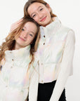 Pow Kids Cropped Puffer Vest Metallic Opal