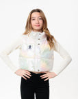 Pow Kids Cropped Puffer Vest Metallic Opal