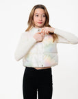 Pow Kids Cropped Puffer Vest Metallic Opal