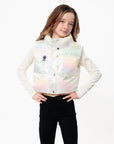 Pow Kids Cropped Puffer Vest Metallic Opal