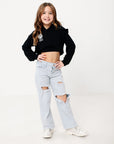 First Tracks Kids Hooded Long Sleeve Crop Top