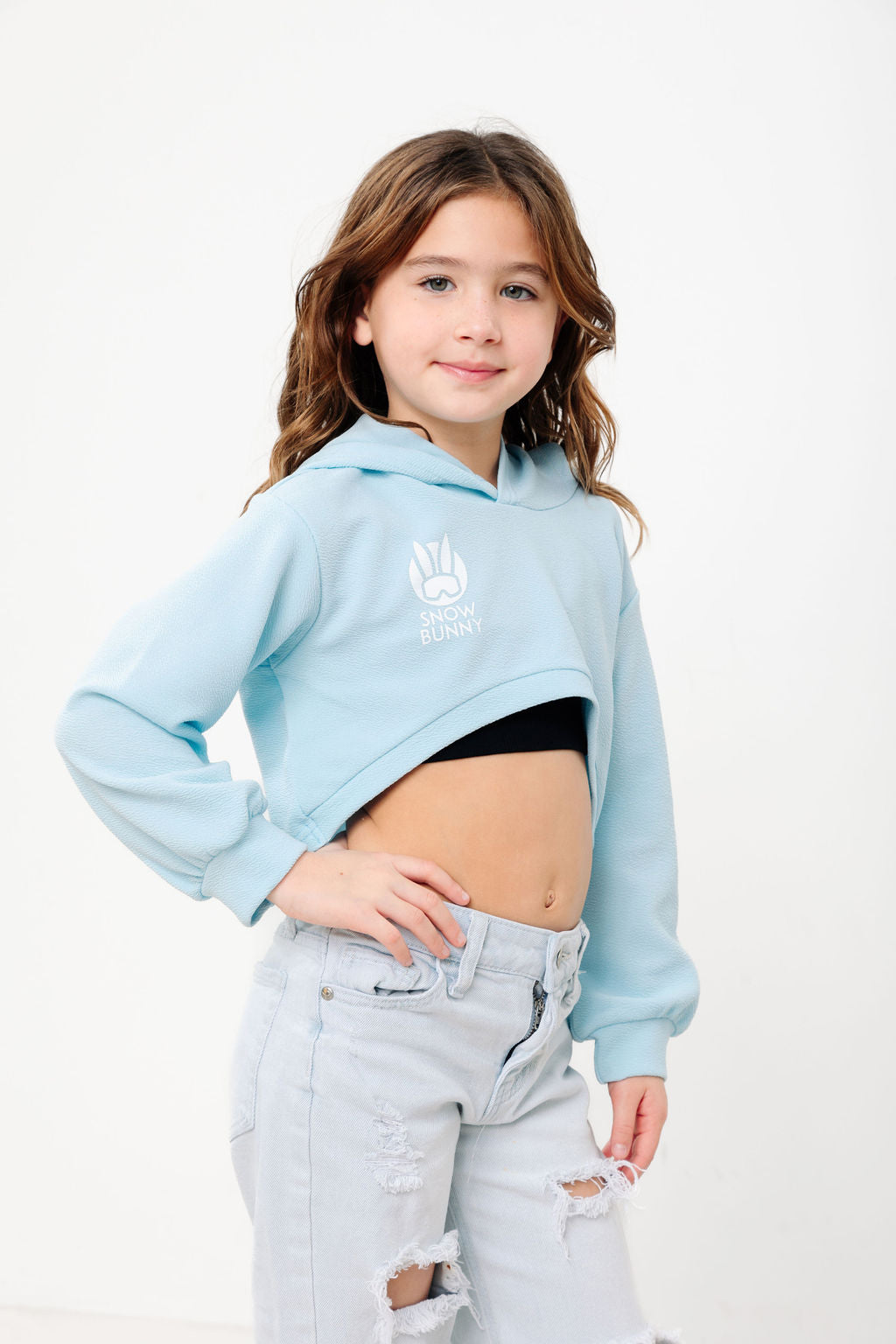 First Tracks Kids Hooded Long Sleeve Crop Top