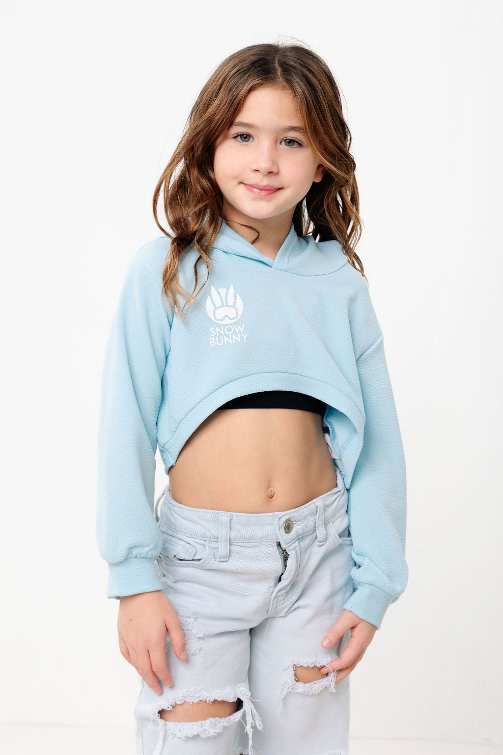 First Tracks Kids Hooded Long Sleeve Crop Top